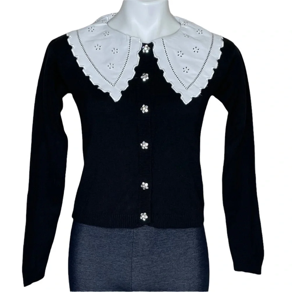 Boohoo rhinestone button down cardigan, NWT, small
